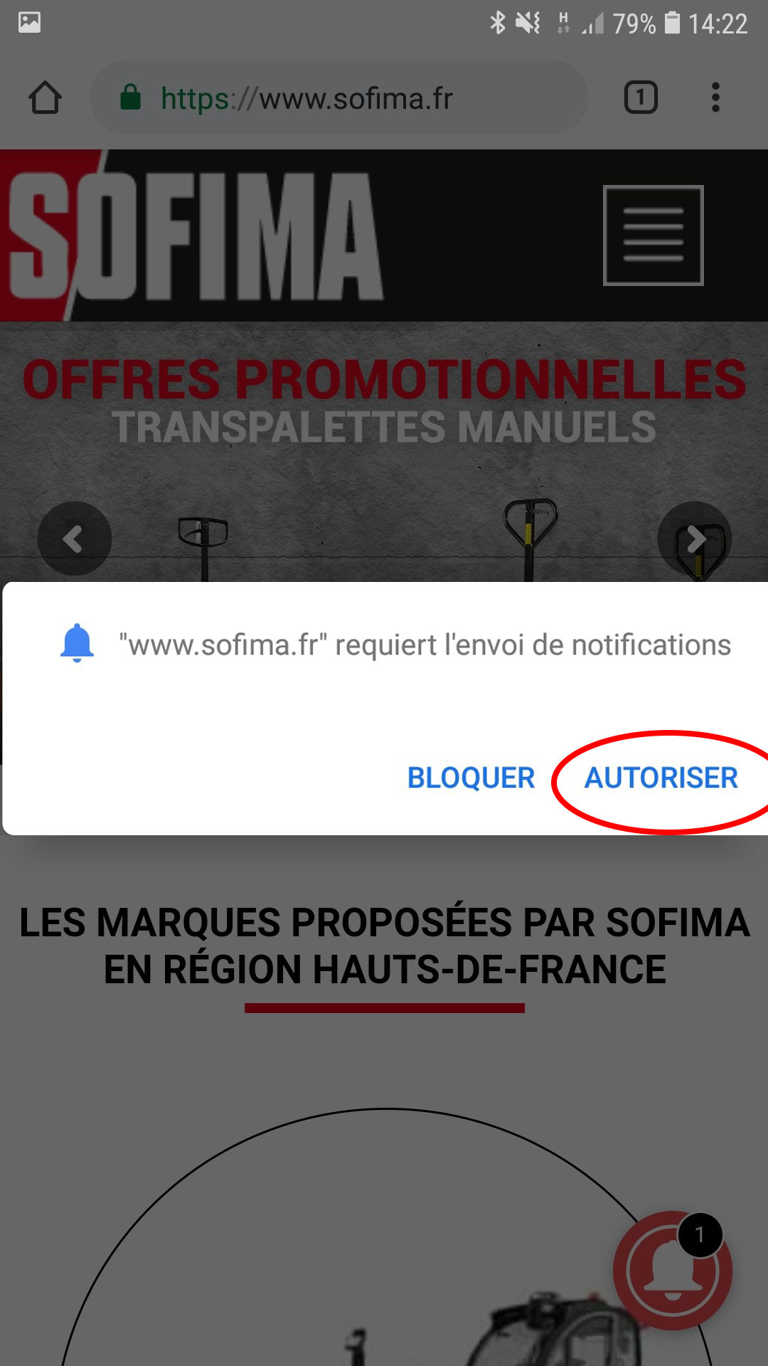 Version smartphone autorisation notifs