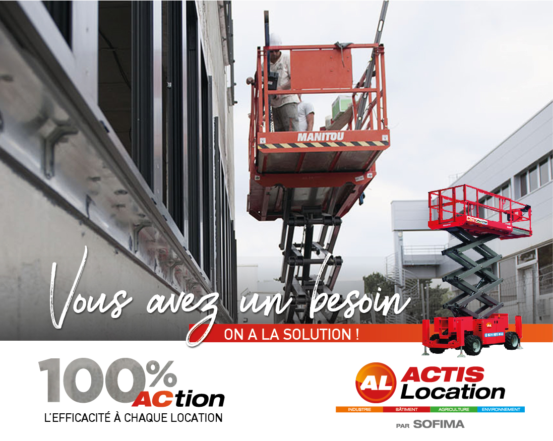 MANITOU SC – nacelle ciseaux thermique à la location chez ACTIS LOCATION par SOFIMA