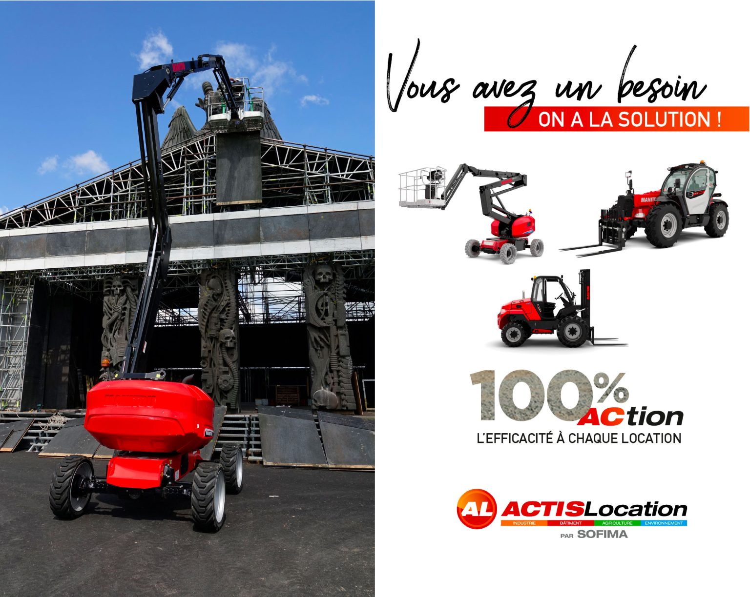Matériel MANITOU ACTIS Location pour le montage d’un événement
