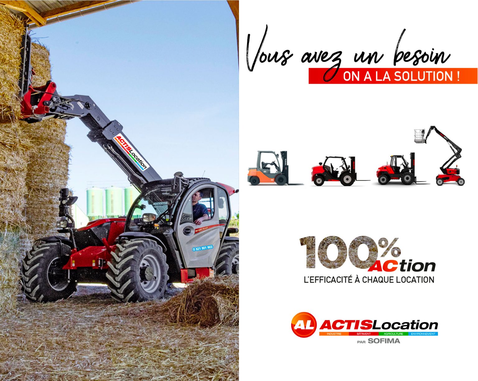 Matériel ACTIS Location pour les travaux de manutention agricole